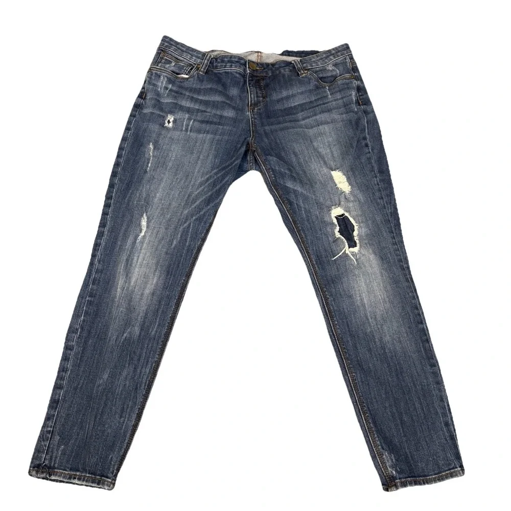 Kut from the Kloth Ankle Straight Leg Jeans‎ Size 14/37x28 Distressed